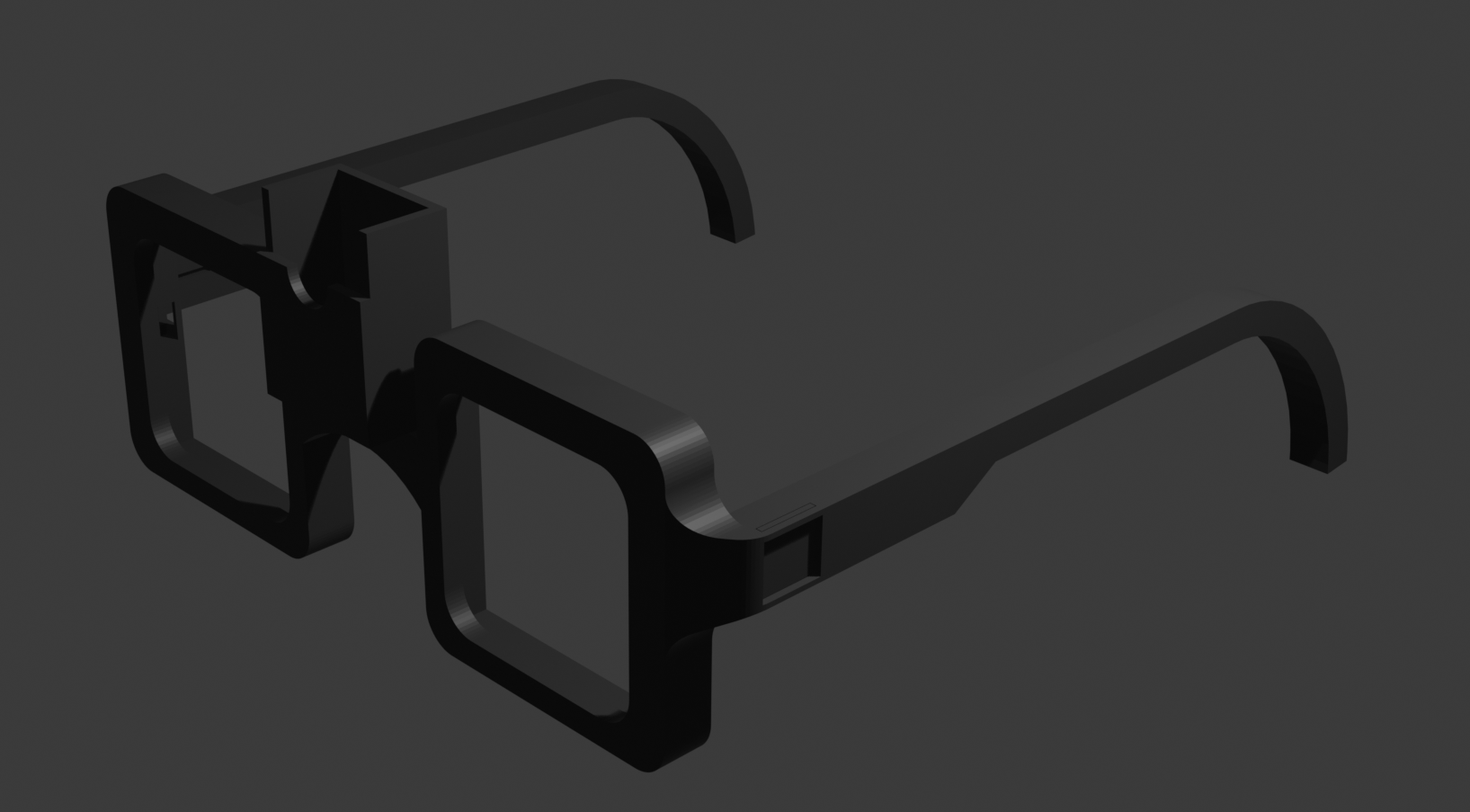 Rendered Epilux glasses design, front angle.